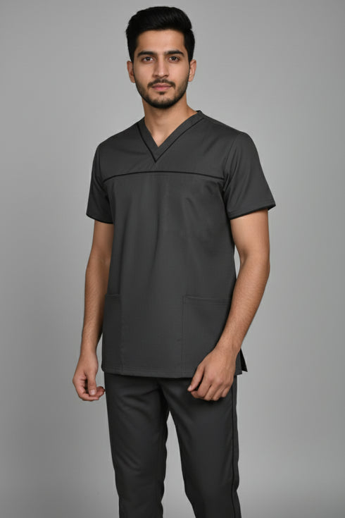Men’s 3-Pocket V-Neck Scrub Set – Cotton-Polyester Blend
