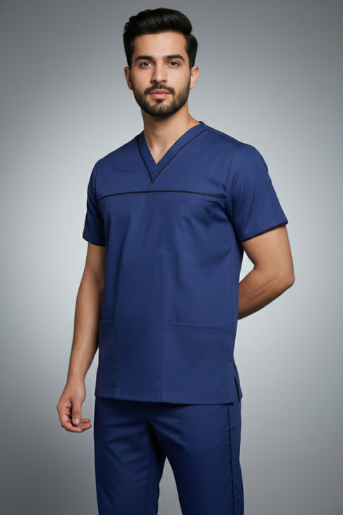 Men’s 3-Pocket V-Neck Scrub Set – Cotton-Polyester Blend