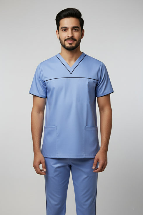 Men’s 3-Pocket V-Neck Scrub Set – Cotton-Polyester Blend