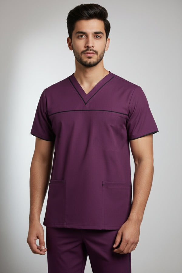 Men’s 3-Pocket V-Neck Scrub Set – Cotton-Polyester Blend