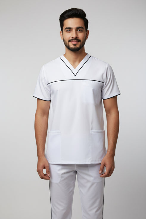 Men’s 3-Pocket V-Neck Scrub Set – Cotton-Polyester Blend