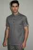 Men’s 3-Button Mandarin Collar Scrub Top with Utility Pockets