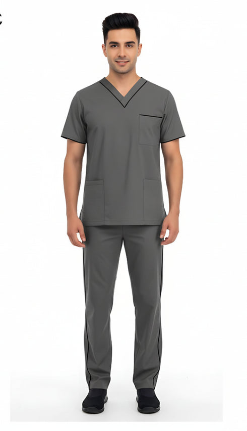 Men’s 4-Pocket V-Neck contrast Scrub - ModScrubs