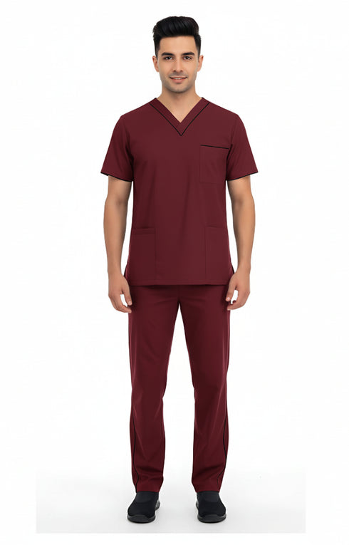 Men’s 4-Pocket V-Neck contrast Scrub