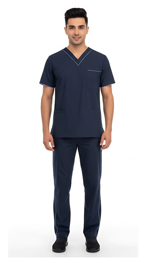 Men’s 4-Pocket V-Neck contrast Scrub