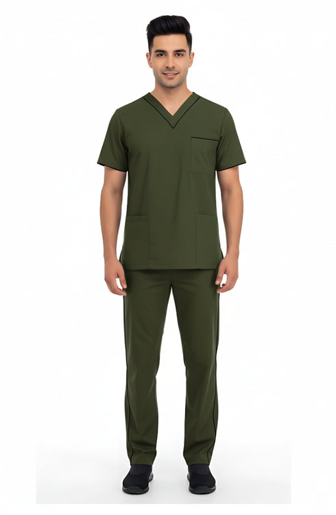 Men’s 4-Pocket V-Neck contrast Scrub