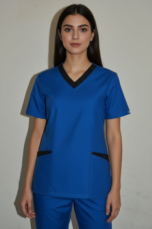 Women's 4-Pocket Rounded V-Neck Scrub