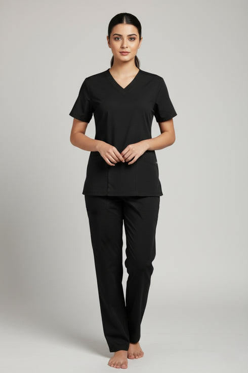 Women's 4-Pocket Rounded V-Neck Scrub