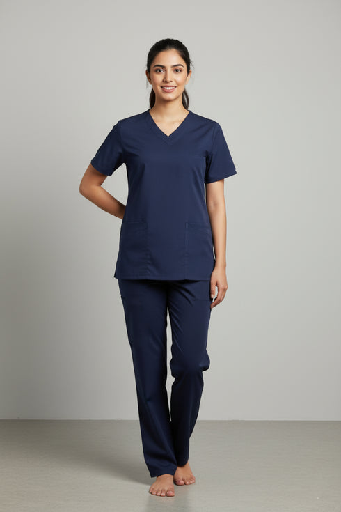 Women's 4-Pocket Rounded V-Neck Scrub