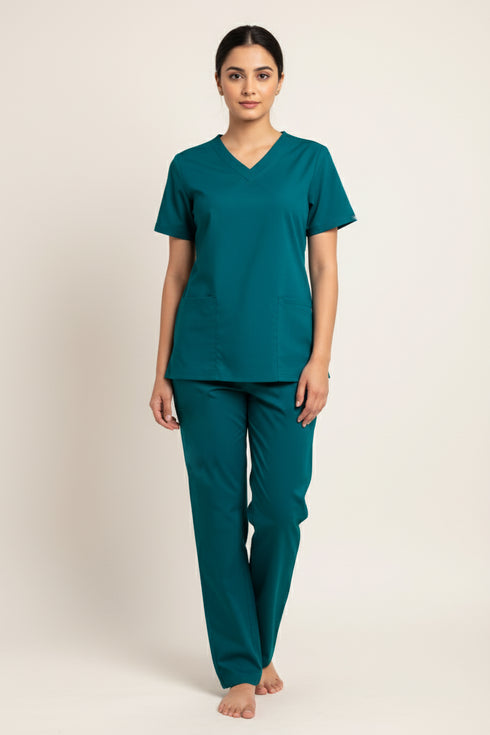Women's 4-Pocket Rounded V-Neck Scrub