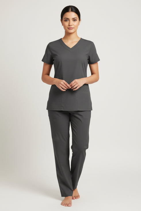 Women's 4-Pocket Rounded V-Neck Scrub