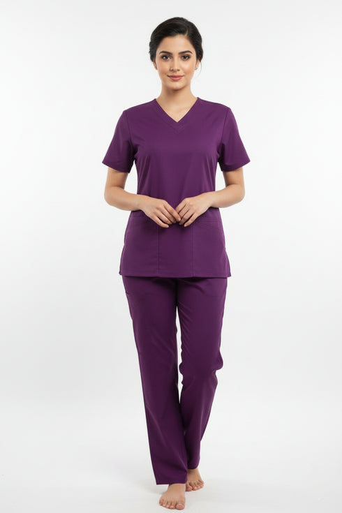 Women's 4-Pocket Rounded V-Neck Scrub