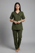 Women's 2-Pocket Mock Wrap Scrub with Contrast-Cotton-Polyester Blend
