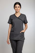 Women's 2-Pocket Mock Wrap Scrub with Contrast-Cotton-Polyester Blend