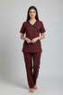 Women's 2-Pocket Mock Wrap Scrub with Contrast-Cotton-Polyester Blend