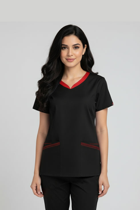 Women’s 4-Pocket V-Neck Scrub – Cotton-Polyester Blend