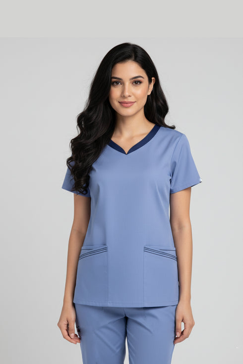 Women’s 4-Pocket V-Neck Scrub – Cotton-Polyester Blend