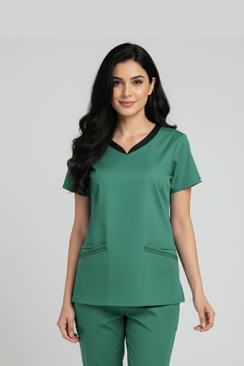 Women’s 4-Pocket V-Neck Scrub – Cotton-Polyester Blend