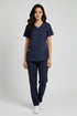 Women 3-Pocket Crisscross Contrast V-Neck Scrub