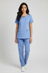 Women 3-Pocket Crisscross Contrast V-Neck Scrub