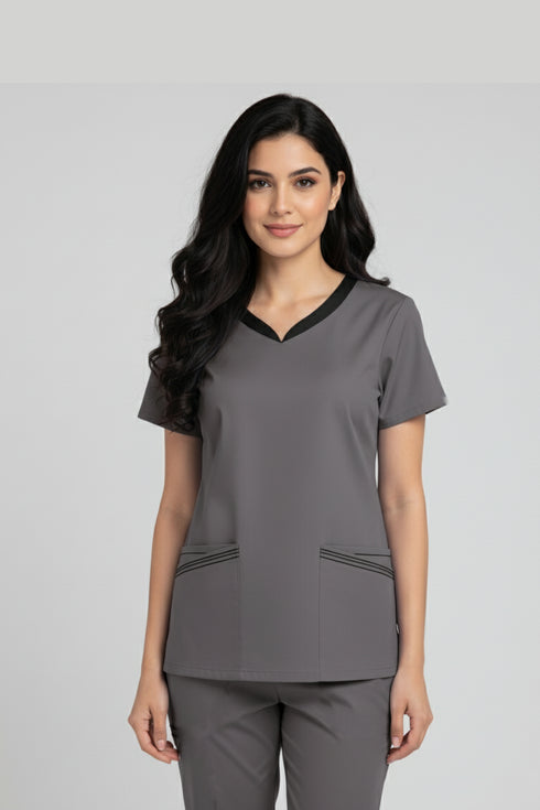 Women’s 4-Pocket V-Neck Scrub – Cotton-Polyester Blend