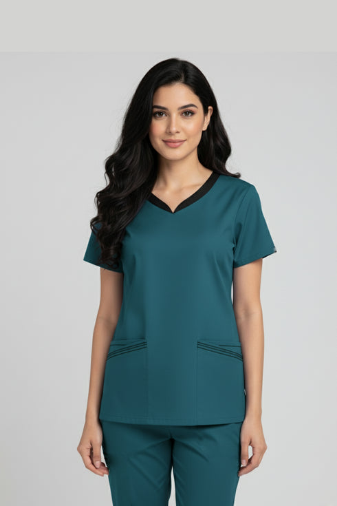 Women’s 4-Pocket V-Neck Scrub – Cotton-Polyester Blend