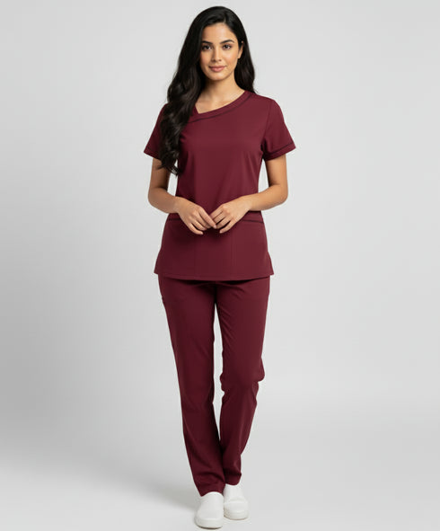 Women's 2-Pocket Contrast Ladder Lace Scrub