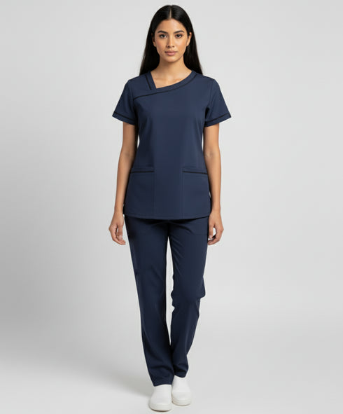 Women's 2-Pocket Contrast Ladder Lace Scrub