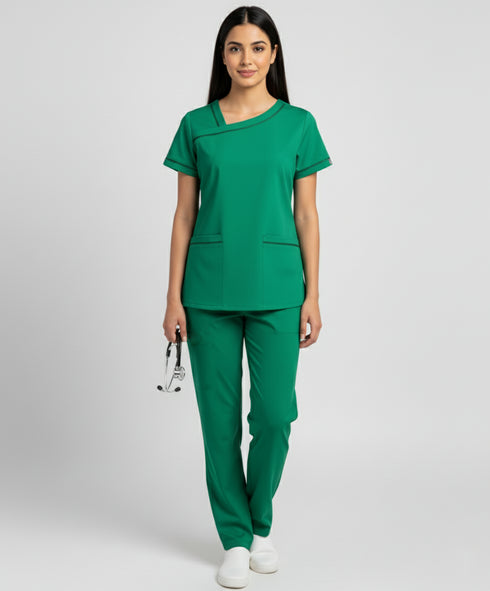 Women's 2-Pocket Contrast Ladder Lace Scrub