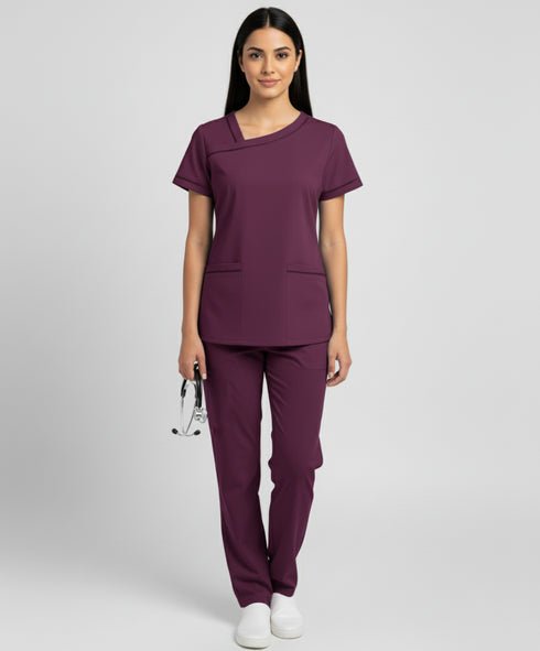 Women's 2-Pocket Contrast Ladder Lace Scrub