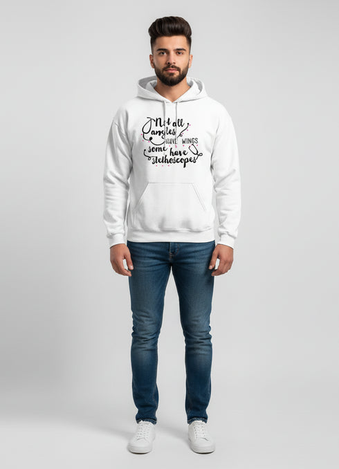 Men’s White Medical-Themed Printed Hoodie