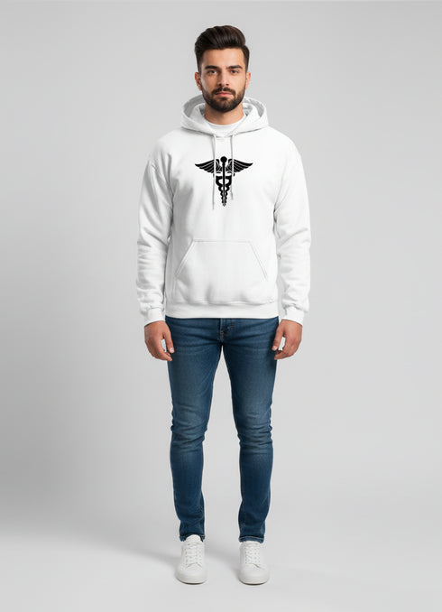 Men’s Medical Symbol Print White Hoodie