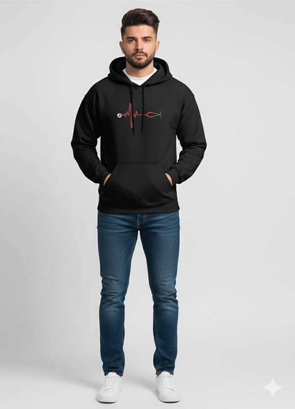 Men’s Black Medical Pulse Graphic Hoodie