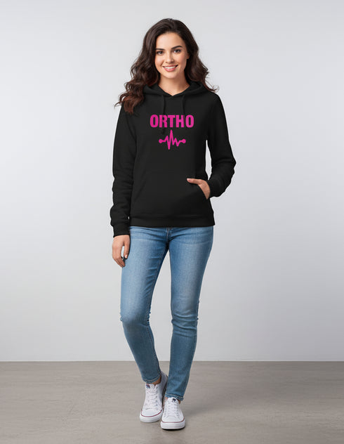 Women’s ORTHO Black Hoodie – Medical Pulse Edition ModScrubs