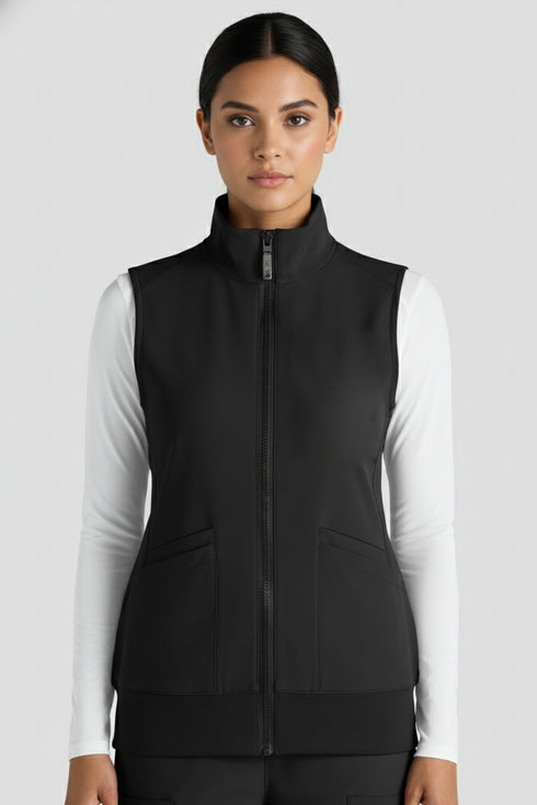 Women's 4-Pocket Zip Front Stand Scrub Vest
