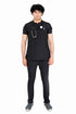 Men's 1-Pocket Stretch Zip Round Neck Scrub