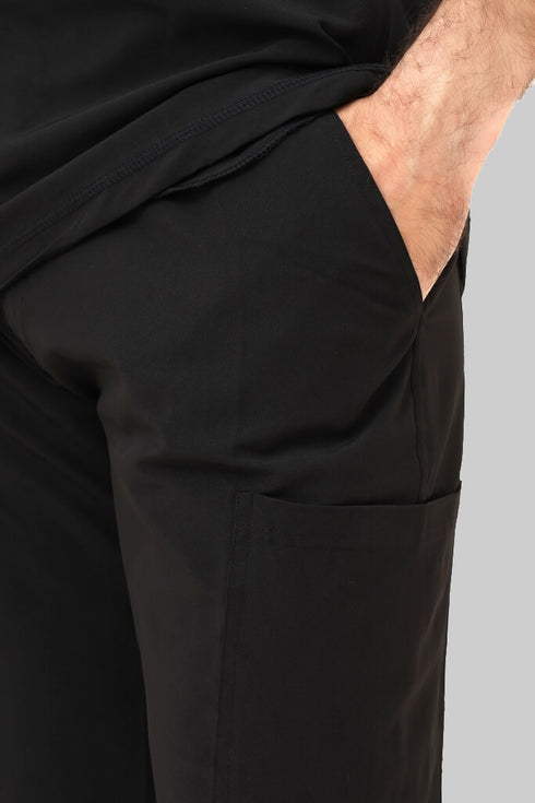 Men's 3-Pocket Zip Placket V-Neck Scrub