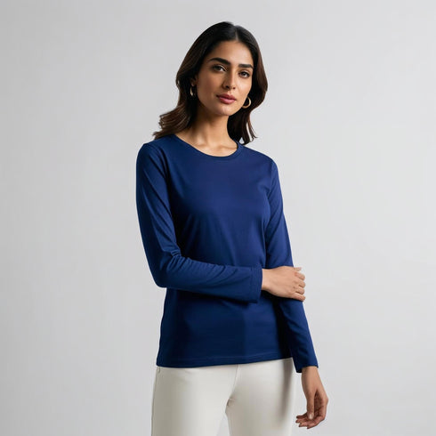Navy Cotton Jersey Full Sleeve T-Shirt