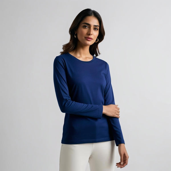 Navy Cotton Jersey Full Sleeve T-Shirt