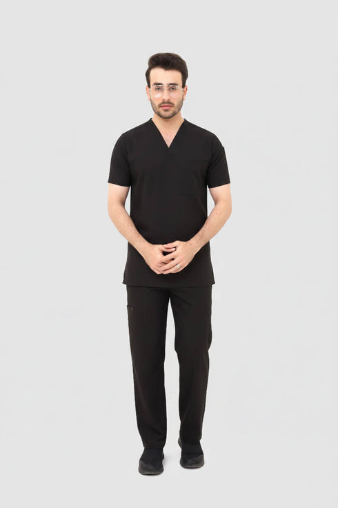 Premium-Stretch-V-Neck-Scrub-modscrubs-Black