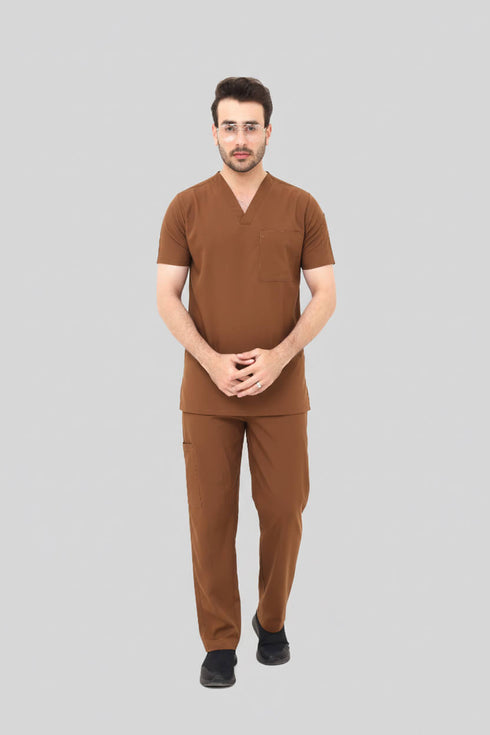 Premium-Stretch-V-Neck-Scrub-modscrubs-Brown