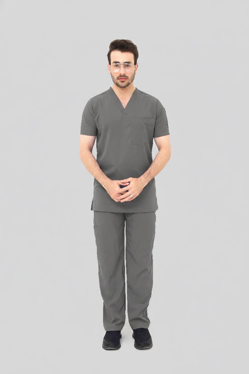 Premium-Stretch-V-Neck-Scrub-modscrubs-Gray