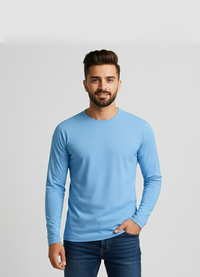 Ciel Blue Long Sleeve Tees for Men - ModScrubs