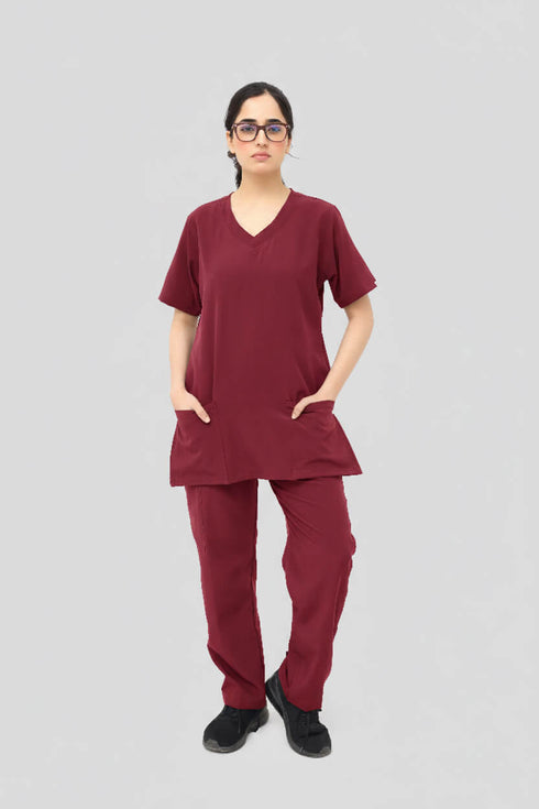 Women_s-4-Pocket-Premium-Medical-Scrub-Polyester-Spandex-Maroon