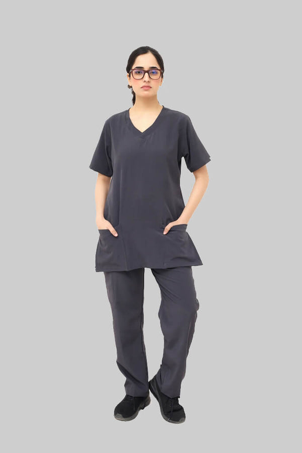 Women_s-4-Pocket-Premium-Medical-Scrub-Polyester-Spandex-gray
