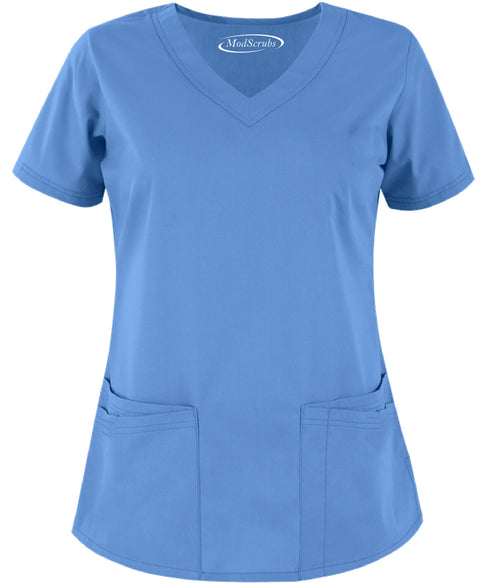 Women's 4-Pocket Rounded V-Neck Scrub