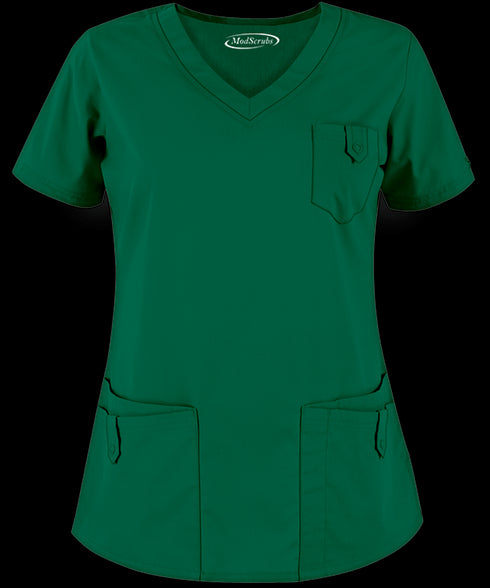 Women's 5-Pocket Round V-Neck Scrub