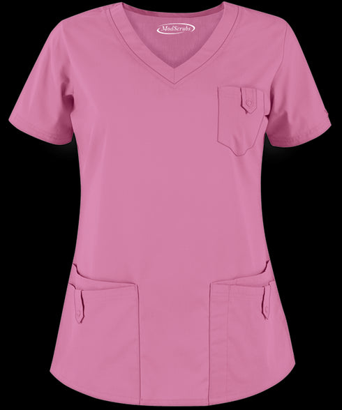 Women's 5-Pocket Round V-Neck Scrub