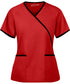 Women's 2-Pocket Mock Wrap Scrub with Contrast