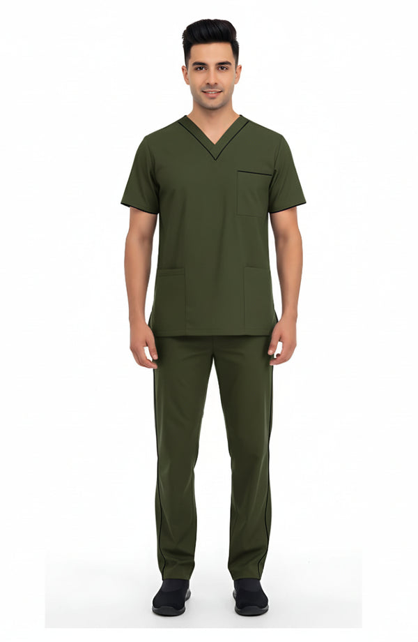 Men’s 4-Pocket V-Neck contrast Scrub - ModScrubs
